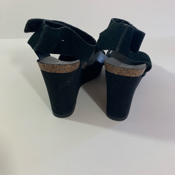 🌺SOLD🌺Franco Sarto Fairfax Black Suede Wedge Plateform Sandal Heels - Picture 7 of 11